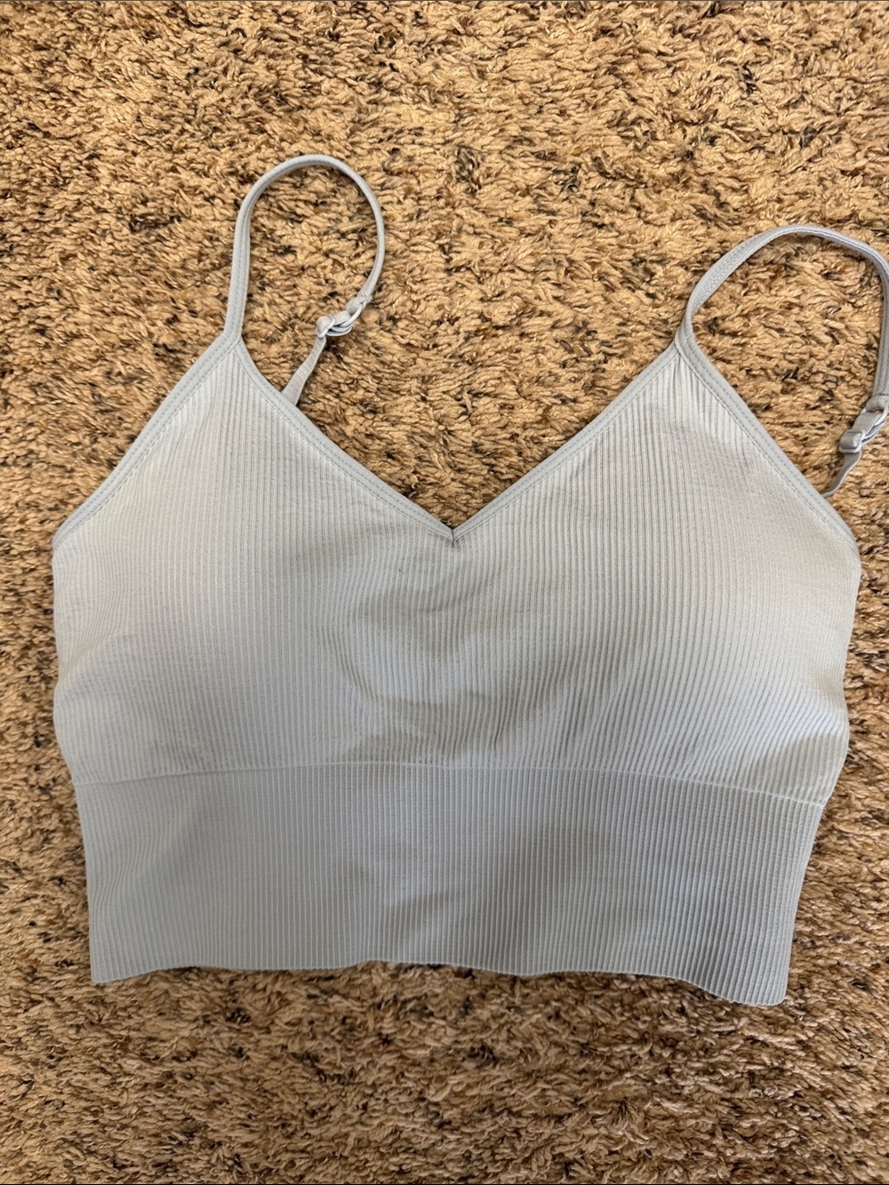 Zella Ribbed V-Neck Bralette in Light Blue